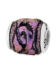 Sterling Silver Reflections Purple Dichroic Glass Bead