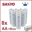 8 x Sanyo Eneloop Mignon Akkus Batterien AA in speziellen, robusten Akkuboxen von Energy Inside NEUESTE VERSION HR-3UTGA 50% mehr LEBENSDAUER bis 1500 LADEZYKLEN
