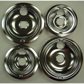 Range Kleen 10124XN Universal Drip Pans 4 Pack Containing 2 Units 101Am and 102Am, Chrome