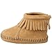 Minnetonka Back Flap Bootie (Infant/Toddler),Tan,2 M US Infant