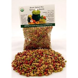 Bean Salad Sprouting Seed Mix- Organic- 1 4 Lbs (4 Oz.) - Mix of Bean Sprout Seeds:... by 