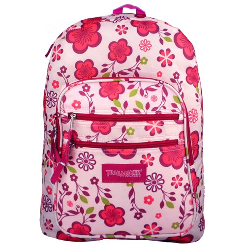 Trail Maker Pink / Purple Spring Flowers Pattern Daypack Backpack / School Bag