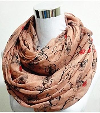 Nexxgen Fashion Infinity Circle Scarfs for Women- 40 Styles Animal Print American Flag (Bicycle- Rose)