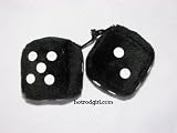 3" Fuzzy Dice for Rear View Mirror Black with White Dots