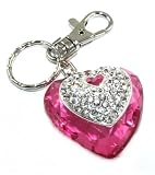 Pink Hot Clear Heart Key Chain Charm with TONS of Ice Crystals