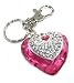 Pink Hot Clear Heart Key Chain Charm with TONS of Ice Crystals