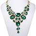 EVER FAITH Art Deco Emerald Color Green Rhinestone Bib Statement Necklace Gold-Tone