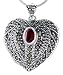 Sterling Silver Marcasite / Natural Garnet Heart Locket.