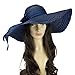 Funnywe Fashion Straw Derby Cap Womens Flax Bow Wide Large Brim Summer Beach Sun Hat
