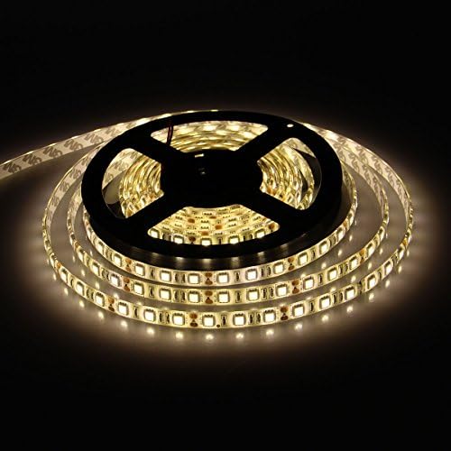 Dreamy Lighting 5050 SMD 16.4Ft 5Meter 300LEDs Warm White Flexible Waterproof Strip Lighting With DC Power Adapter Connector