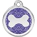 Red Dingo Personalized Glitter Bone Pet ID Dog Tag (Large Dark Blue)