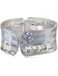 Kenneth Cole New York "Shiny Metals" Faceted Bead Silver Sculptural Hinged Bangle Bracelet, 8"