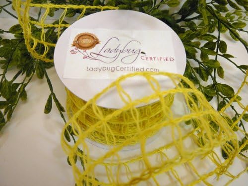 Yellow Open Weave Burlap Ribbon, Wired 2 ½ Inch Spool, 10 Yds