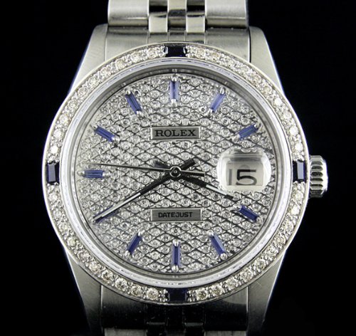 Men Rolex Stainless Steel Datejust, Full Diamonds Dial