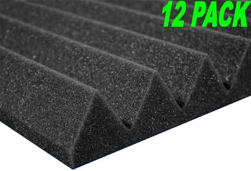 2" x 12" x 12" Charcoal Acoustic Studio Wedge Foam 12 Pack by Deluxe Foam