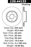 Centric Parts 120.44133 Premium Brake Rotor