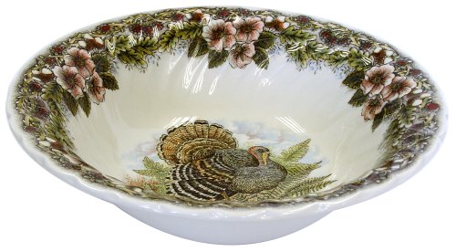 Churchill China Thanksgiving Turkey Multi Colors Salad Bowl/Open Vegetable