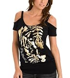 G by GUESS Cold-Shoulder Tigress Tee