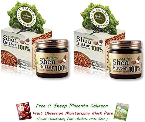 2 Units of PHUTAWAN New Organic Shea Butter 100% All Natural 60G. Skin Care [Get Free Tomato Facial Mask ]