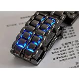 Brand New LED Watch SHARP Lava Style Iron Samurai Metal w/ BLUE Light and BLACK Wrist Band for WOMEN