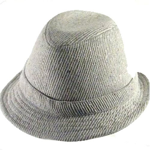 TWEED PINSTRIPE STINGY BRIM FEDORA TRILBY HAT * SILVER * Small / Medium