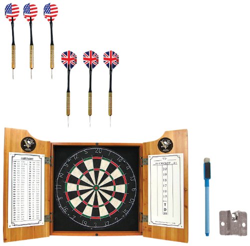 NHL Pittsburgh Penguins dart cabinet includes Darts and Board