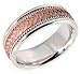 14K. Pink And White Gold Leaf Braided Design Comfort Fit Wedding Band Ring