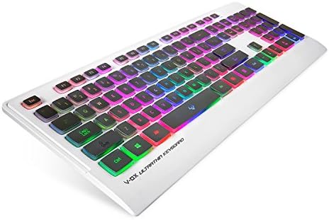 Auawak V-OX M8 Multi-Media Ultra-Slim 20 Color Smart Backlit LED Keyboard for Laptops Desktops PC