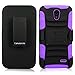 Cellularvilla Lg Lucid 3 VS876 Purple Black Prime Series Hard Soft Dual Layer Holster Case KickStand with Locking Belt Swivel Clip Cover Protector