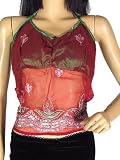Red Bollywood Sari Sequin Embroidery Top Casual Tunic L