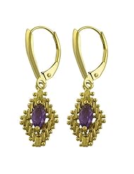0.5 Ct Amethyst 14 Karat Yellow Gold Dangle Earrings