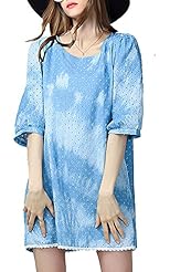 Spandex Shift Lace Elasticized   Waistline Round Neck Elbow Length Sleeves Midi Dress 