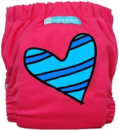 Charlie Banana Hybrid Cloth Diaper - Snap - Blue Petite Coeur on Pink - One Size by Winc Design