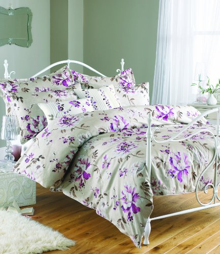 J Rosenthal & Son Ltd Curtina Bettw&auml;sche-Set Aurora f&uuml;r Doppelbett, violettes Blumenmuster