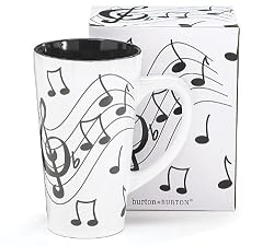 Jazz It up Tall Ceramic Mug Musical Notes Holds 16 Oz