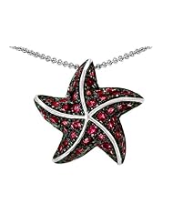 Original Star K (tm) Starfish Pendant With Round Created Ruby in 925 Sterling Silver