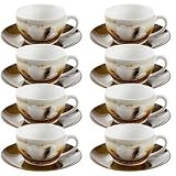 Produkt-Bild: 8er Set Cappuccinotasse + Untertasse Keramik Kaffee Cafe Cappuccino Tasse #523