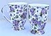 Pair Fine Bone China Mugs Violet Chintz Footed