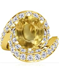 18K Yellow Gold Oval Cut Yellow Sapphire Ring With Sidestones