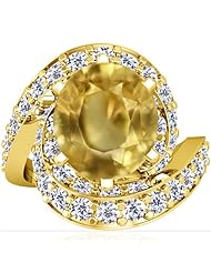 14K Yellow Gold Oval Cut Yellow Sapphire Ring With Sidestones