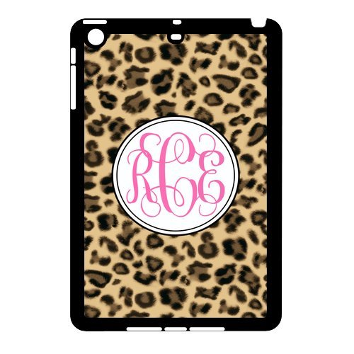 Monogram Personalized Sexy Leopard Vs Grey Initials Pattern IPAD MINI Best Durable Rubber+Plastic Cover Case