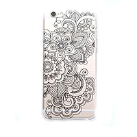 iPhone 6 Case,iPhone 6S Case -LUOLNH Henna Mandala Bihexagonal Flower Hard Plastic Clear Case Skin Cover for Apple iPhone 6/6S (4.7)inch Screen (Black) from LUOLNH