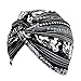 Decou Elephant Printed Twist Pleated Hair Wrap Stretch Turban E234 (Black)