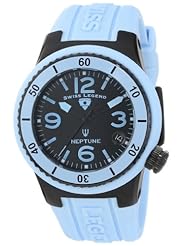 Swiss Legend Womens 11840P-BB-01-BBL Neptune Black Dial Light Blue Silicone Watch