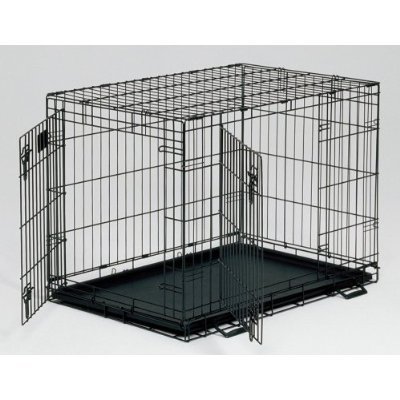 Professional Heavy Duty Quality Double-Door Folding Metal Pet Crate, 24x17x20