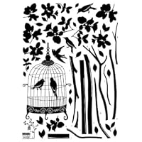 Reusable Decoration Wall Sticker Decal - Parisian Spring Bird in Tree Silhouette
