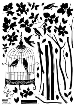 Reusable Decoration Wall Sticker Decal - Parisian Spring Bird in Tree Silhouette