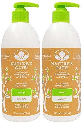 Nature's Gate Hemp Moisturizing Lotion for Dry/Dehydrated Skin, 18-Ounce Pumps (Pack of 2)