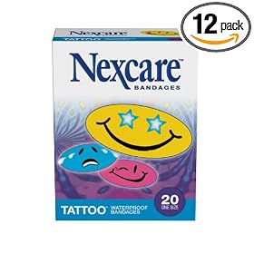 Nexcare Tattoo Waterproof Bandage, 20-Count, One Size (Pack of 12)