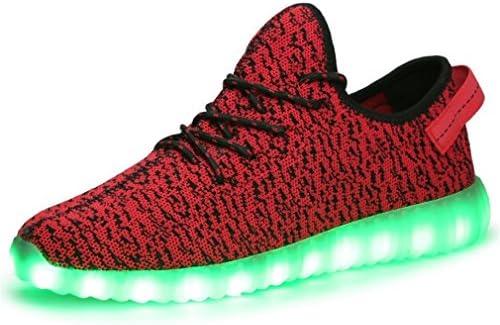 Sunjune Men's Women's 7 Colors LED Shoes Fashion Sneakers Sports Shoes (8.5D(M)US, Red)